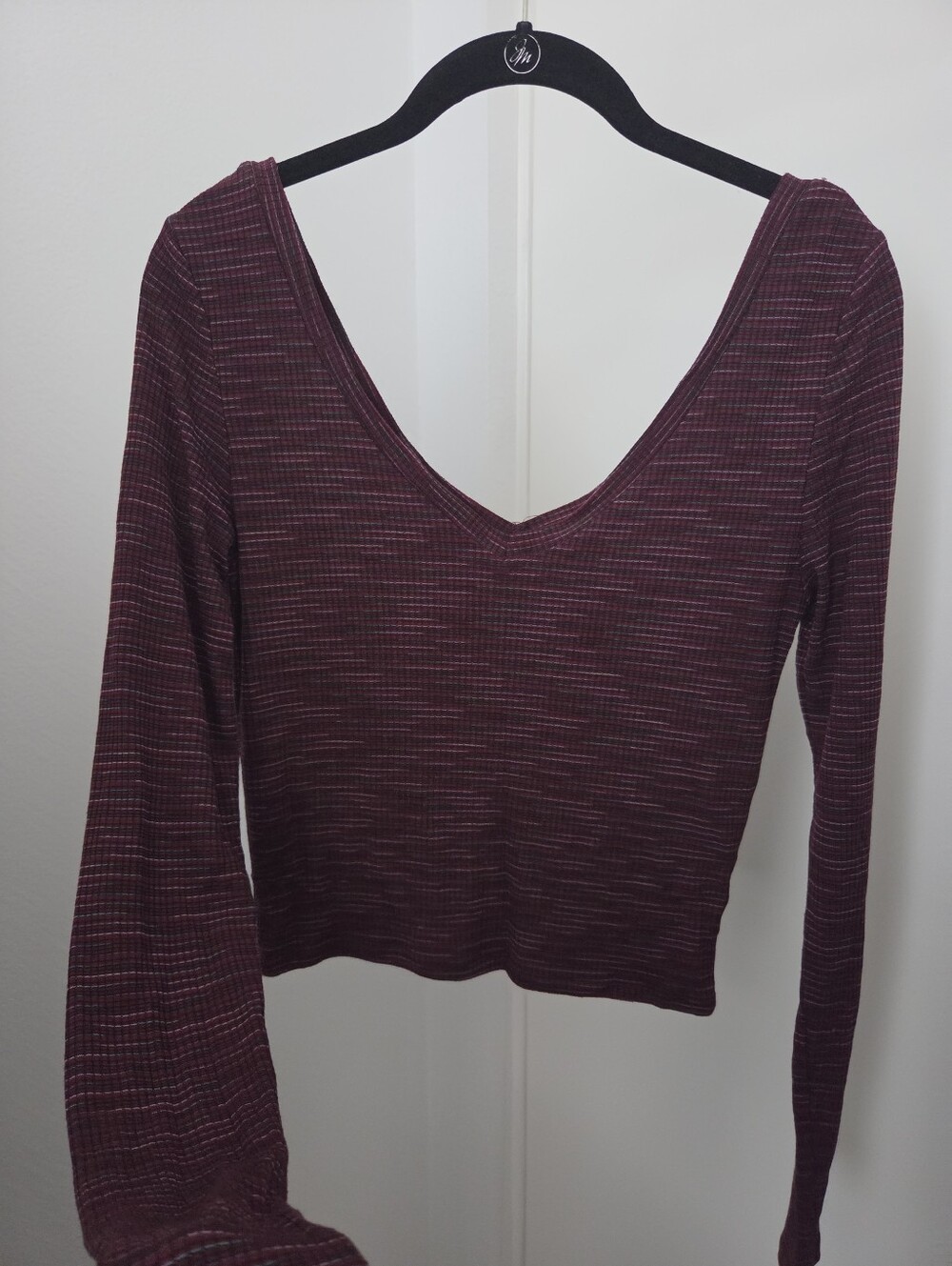 Topshop Ribbed Knit Burgundy Baby Tee